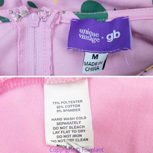 Unique Vintage Gwynnie Bee Avocado summer fruit Pink Fit-And-Flare‎ Dress, M - Picture 13 of 16